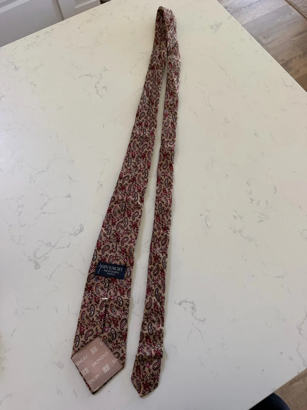 Men's Givenchy Paisley Tie in Tan and Red